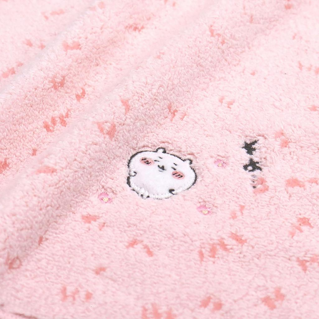 Chiikawa Towel Grass 27108001 25cm W X 25cm H Women's Handkerchief, Pattern, (27108001A), Pink, Approx.