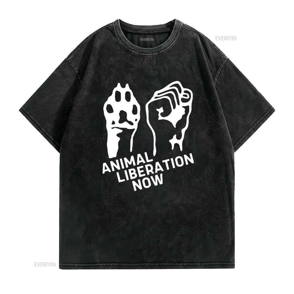 Animal Rights Vegan Womens T Shirt vintage Washed Stretched homme Soft fashion Top For Everyday Wear Breathable