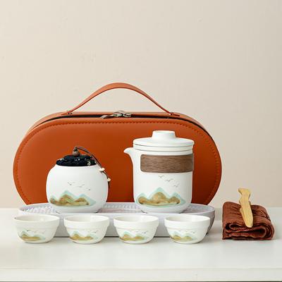 Grobkeramik Qingshan Reise-Teeset Premium leichter Luxus Tee-Set Geschenkbox-Set Yanhe Haushalt Qingshan fliegender Vogel Tee Outdoor