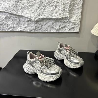 Paris Fashion Dad Shoes Women's 2025 New Thick-soled Heightened Breathable Mesh Versatile Foot Small Casual Sports Shoes