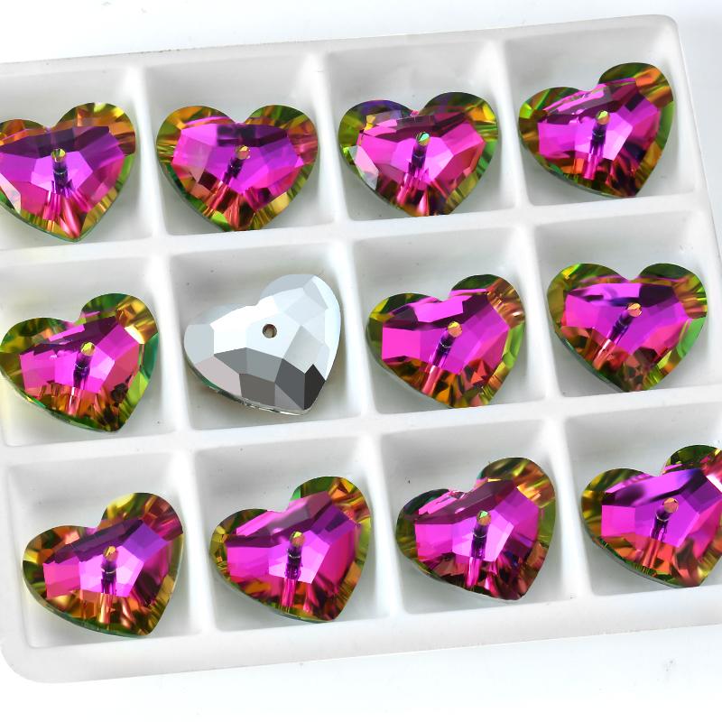 12Pcs Austria Crystal Pendant Loose Rhinestone Beads Charms Glass Jewelry Gems Stones for DIY Necklace Jewelry Making 11Styles