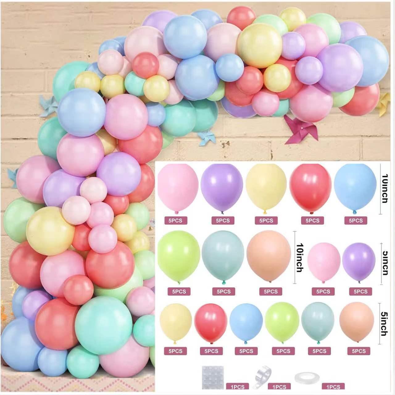 Retro Color Balloon Chain Decoration Set for Parties and Weddings