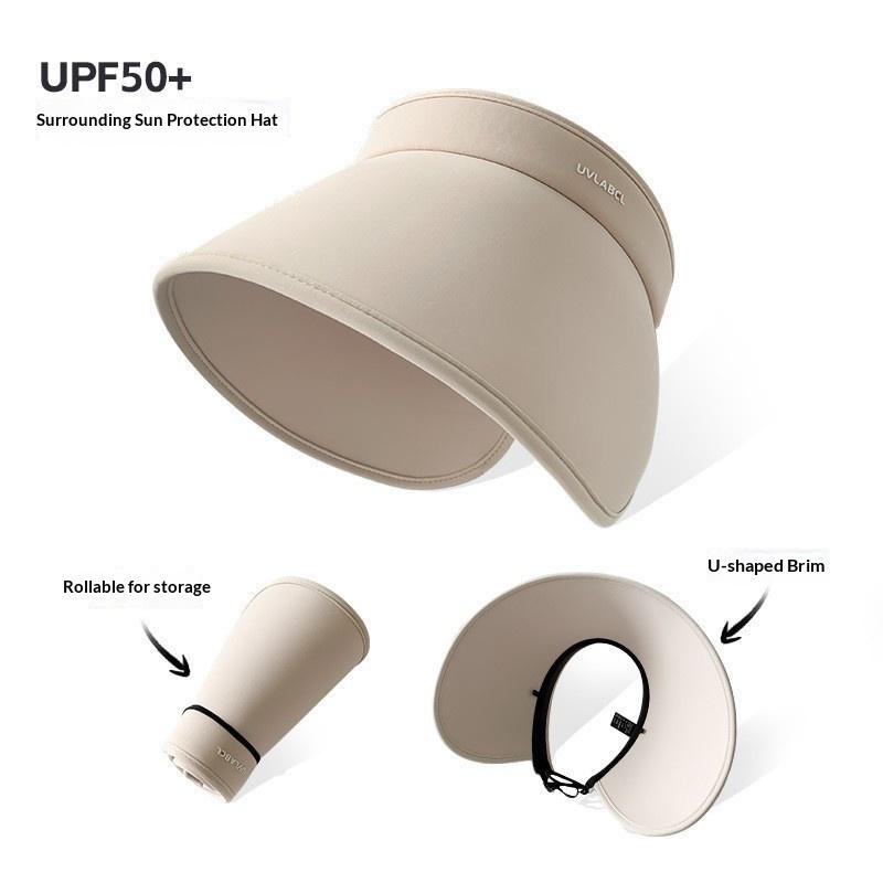 Summer Casual Empty Top Sun Hats Portable Wide Large Brim Cap Uv Protection Foldable Visors Women Sunshade Beach Hiking Hat