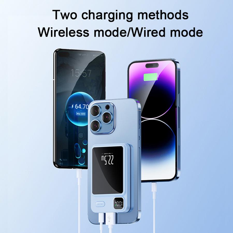 10,000mAh Mini Magnetic Wireless Power Bank (15W), LED Display, Type-C Port — Ideal for Outdoor & Emergency Use