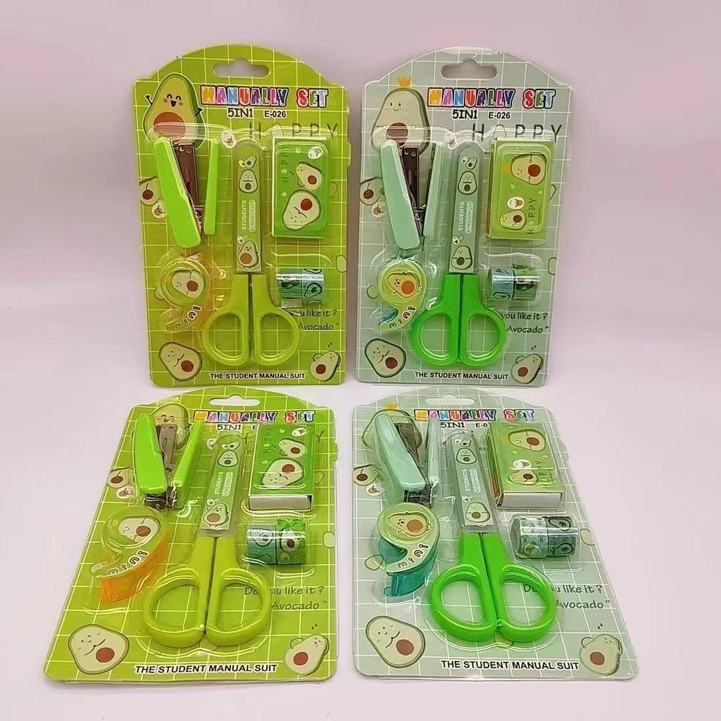 Adorable Student Stationery Set: High-Quality Scissors, Stapler, Tape & Stickers - Perfect Gift for Children's Learning