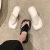 Estate Nuova Moda Eleganti Casual Sandali con Suola Platform Tinta Unita Punta Rotonda Leggeri Tacco Basso Ciabatte a Punta Aperta NO:L5