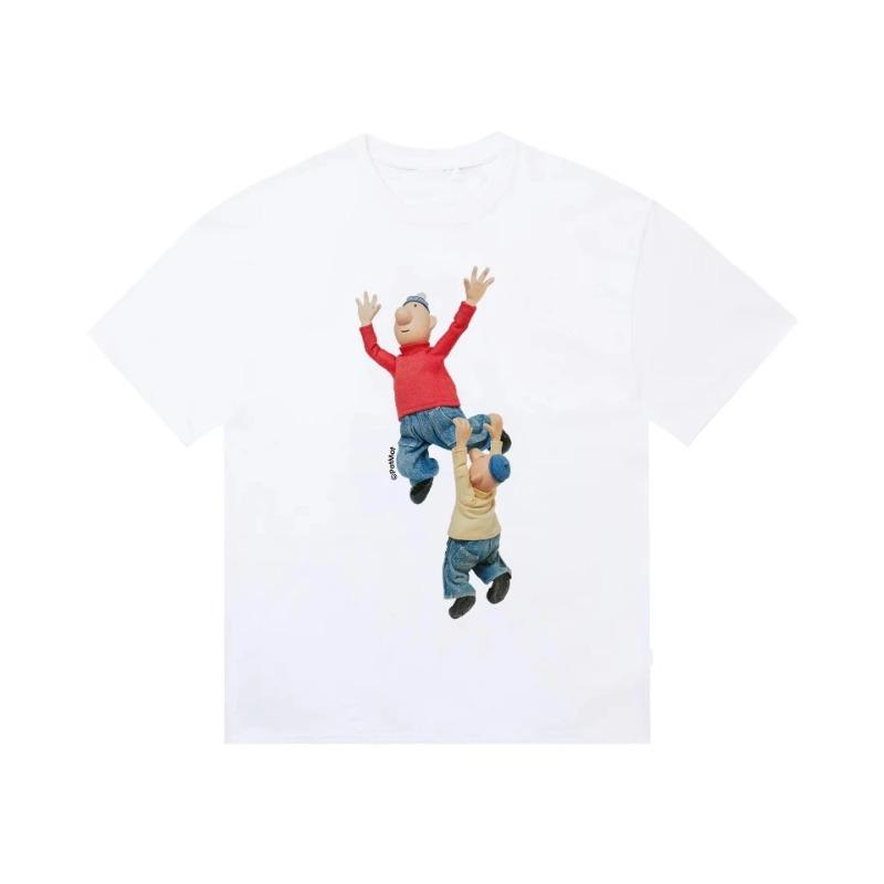 2026 Fun Cartoon Character Print Pattern T-shirt Fashion Trend Short Sleeve Crew Neck Casual Loose Street Wear Unisex Sports