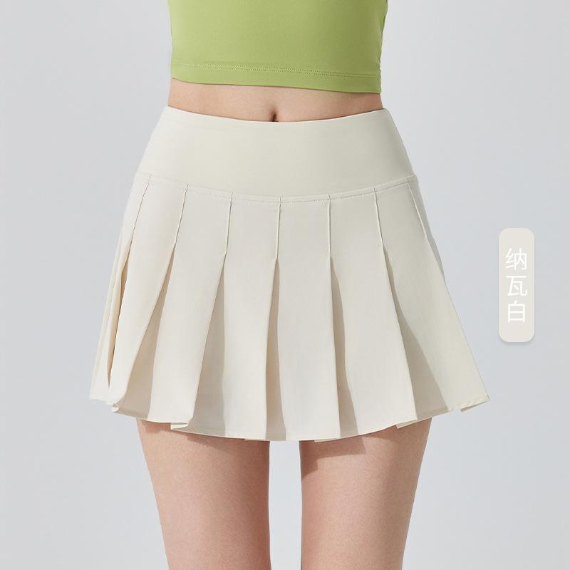High waist slim antibacterial pleated skirt running sports fitness yoga skirt tennis badminton golf skirt S