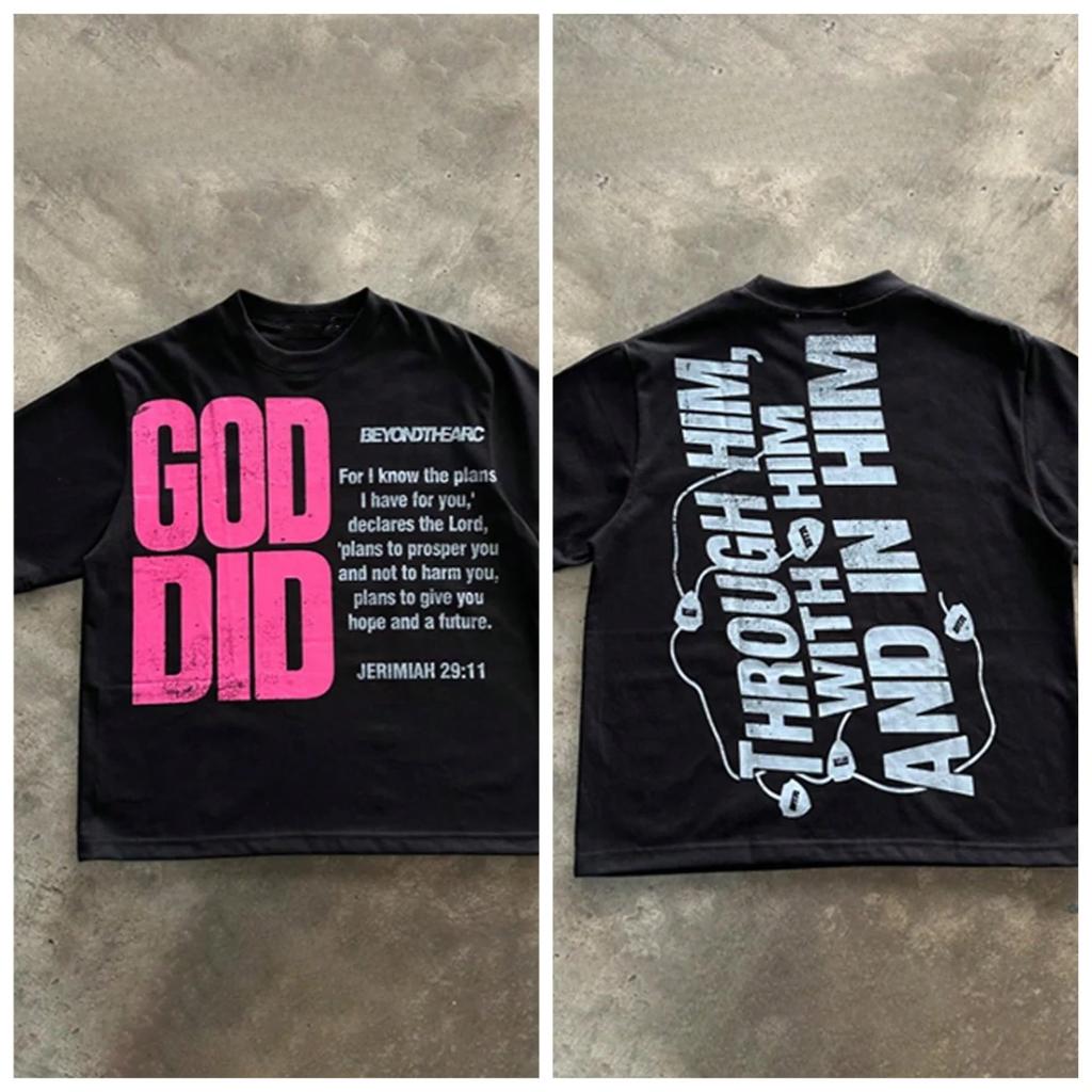 Son of God Print T Shirts Round Neck Short Sleeved Casual Cotton Print Vintage Tee Tops VHUTHK