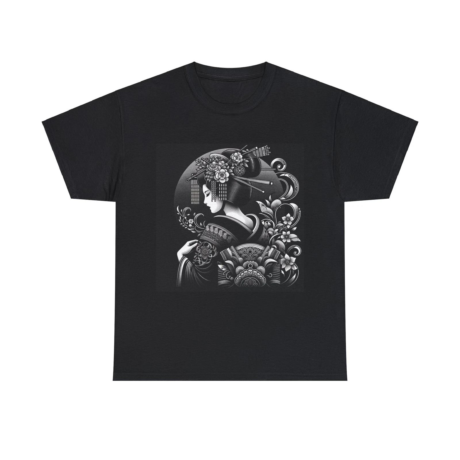 Unisex Adult T Shirt Art Deco Geisha Fusion Elegance Asian Artwork Stunning Tee XL