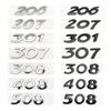 Pour 206 207 208 301 308 307 408 508 Badges Lettres Chrome Noir 3D Accessoires Autocollant d'Aile de Voiture Coffre Arrière en ABS
