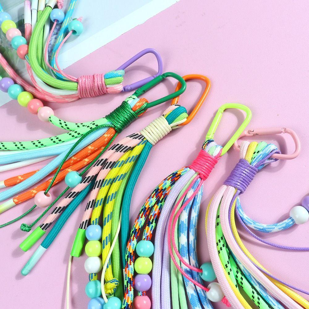 Luxury Y2K Braided Rope Keychain Handmade Colorful Long Tassel Bag Charms Creative Bag Pendant Keychain Bag Accessories