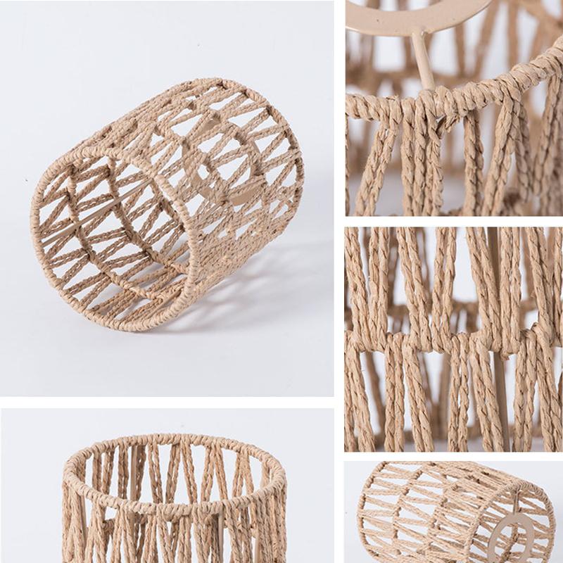 1PC Chic Wicker Homestay Papier Seil Lampenschirm Küche Kleine Rattan Lampenschirme Boho Land Pendelleuchte Abdeckung Retro Restaurant