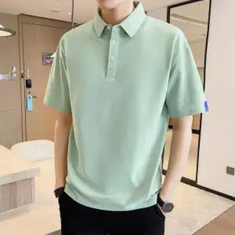 Herren-Poloshirt, einfarbig, locker geschnitten, Kurzarm, Freizeitshirt