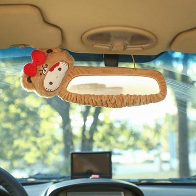 Creative Cartoon Cat Rearview Mirror Cover - Cute Plush Car Decoration for Girls