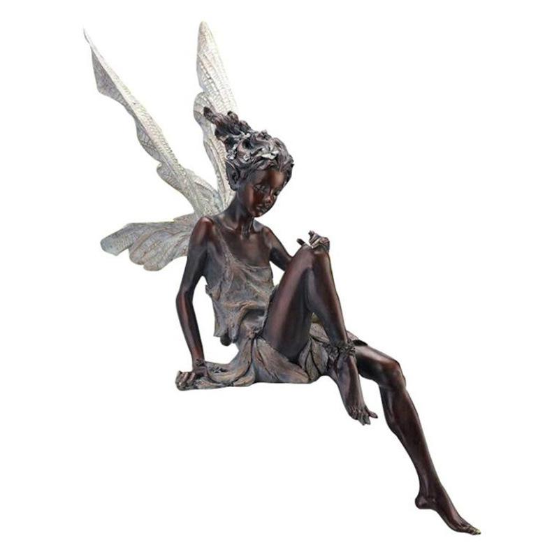New Flower Fairy Statue Ornament Figurines With Wings Outdoor Garden Resin Craft Landscaping Yard Decoration