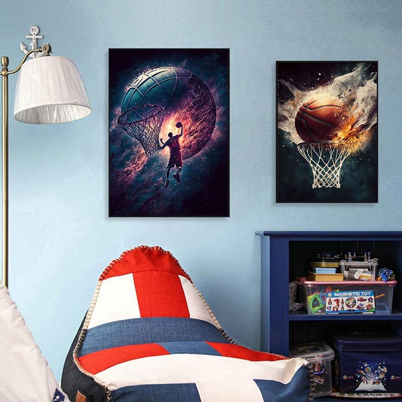 Nordic Colorful Sport Basketball Posters Prints Canvas Painting Sports Wall Art Picture for Kid Teen Boys Gift Room Gym Decor