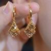 Retro Coffee Color Full Diamond Double-layer Diamond Earrings Design Fashionable Temperament Earrings Simple Ear Buckles