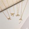 18K Gold Zircon Copper Bow Necklace with Full Diamond Clavicle Chain