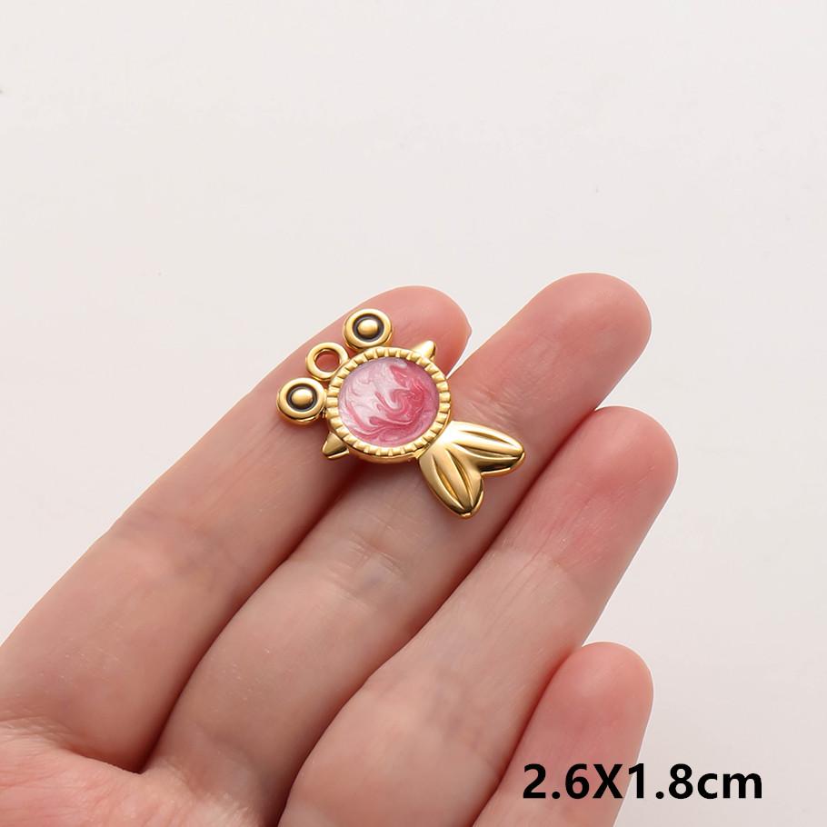 2pcs Marine Animals Pink/Hot Pink Enamel Charm Shell Jellyfish Starfish Conch Stainless Steel Pendant Charms For Jewelry Making