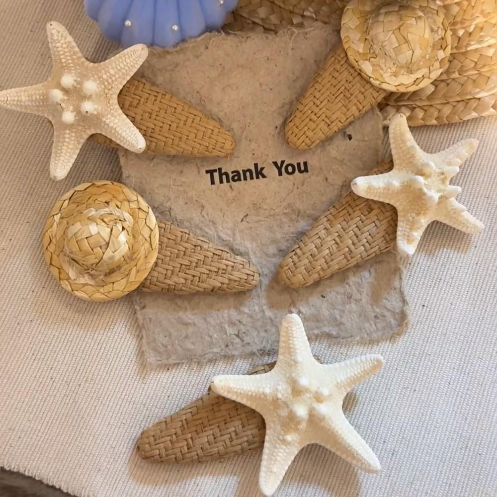 Beach Straw Hat Hairpin Korean Style Weaving Style Barrette Starfish Hair Clip Hair Accessories