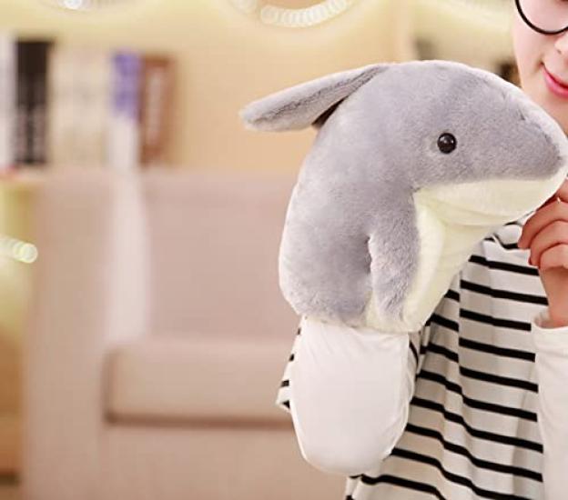 (pont du monde) puppet hand puppet stuffed animal ventriloquism puppet show finger puppet children animal (shark)