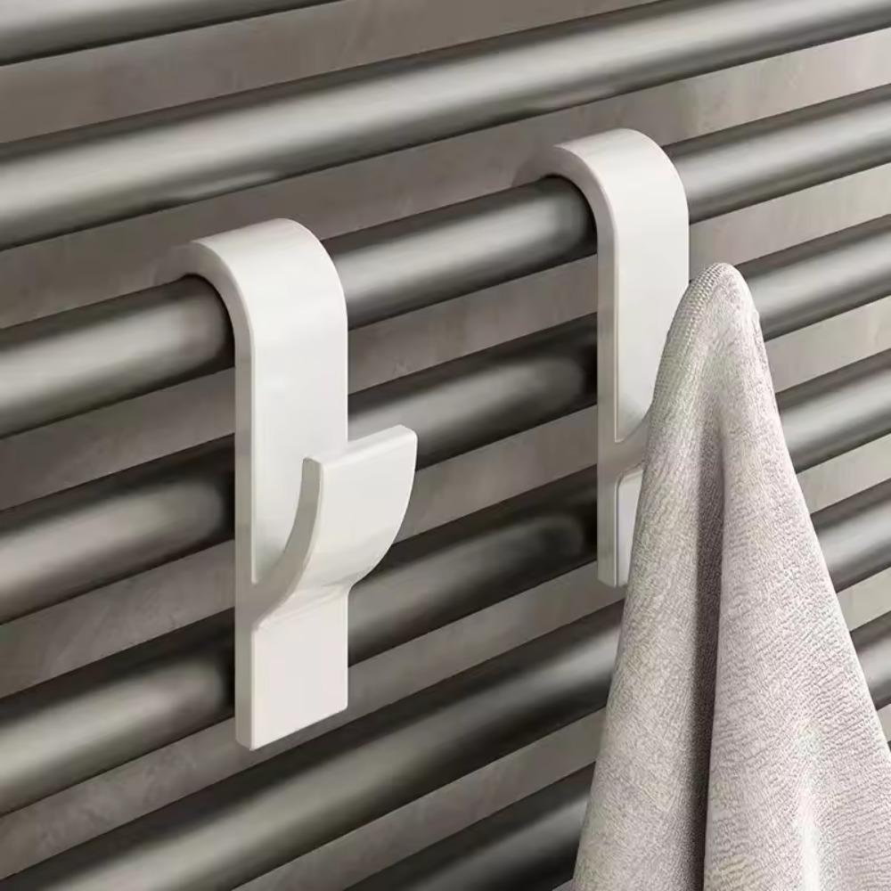 2PCS Bathroom Shower Towel Holder Hanger Heated Radiator Rail Hooks Clips Storage Racks Clothes Scarf Hanger Hooks