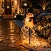 Weather Resistant Garden Decor Solar Snowman Light with Flowing Snowflakes, LED Christmas Waterfall Theme Yard Art Lighting Star, Weatherproof Outdoor