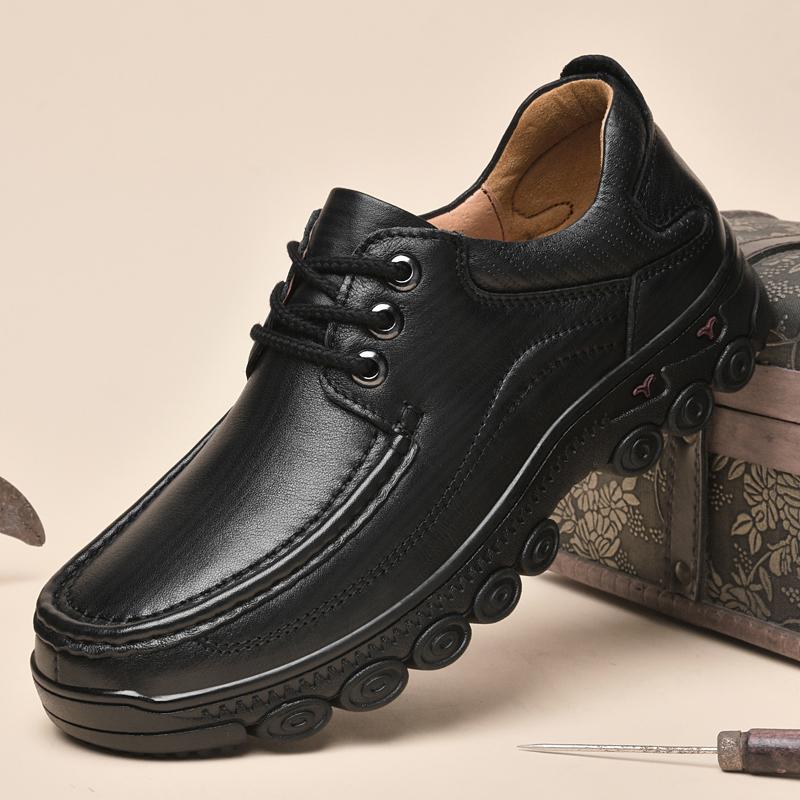

Men Non-Slip Casual Shoes Genuine Leather Men Walking Shoes Classic Male Comfortable Business Footwear All-match Men s Flats 44