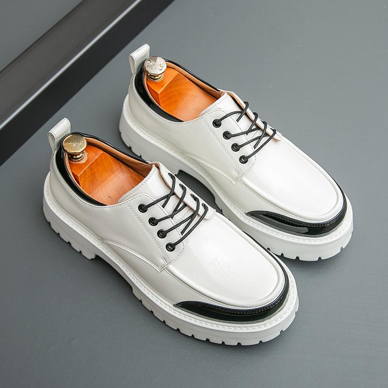 Fashion Men Fashion Height-increasing Derby Shoes American Casual Thick-soled Anti-slip Business Brand Leather Shoes Social Shoes Men