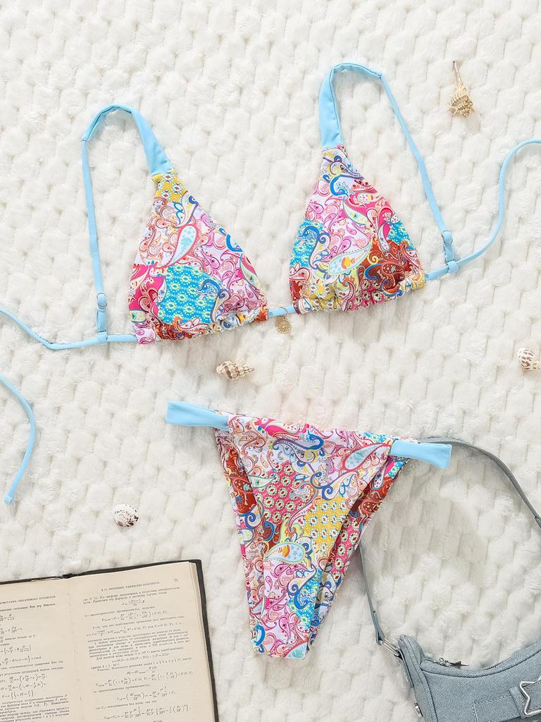 2025 Cross-Border European & American Sexy Print Bikini Swimsuit for Women