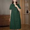 Casual Cotton Linen Dress Summer Women Fashion Slimming Cover Belly Elegant Long Dress
