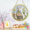 20x20cm Easter Door Sign Acrylic Bunny Family Round Ornament for Front Door Hangable Spring Wall Art Decoration Home Pendant