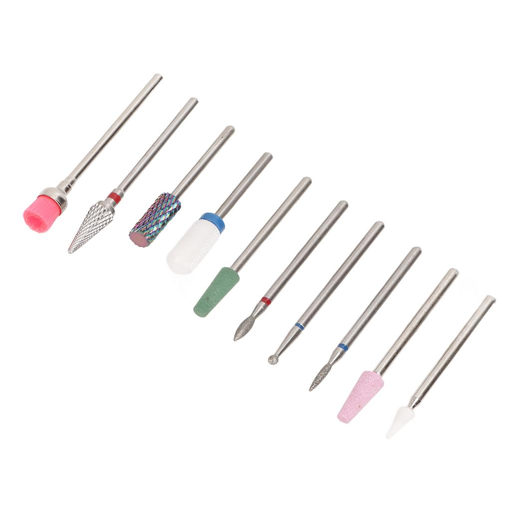 10 Pcs Nails Drill Bit Set Portable Remove Polishing Nail Glue Ceramic Nail Drill Bits for Women