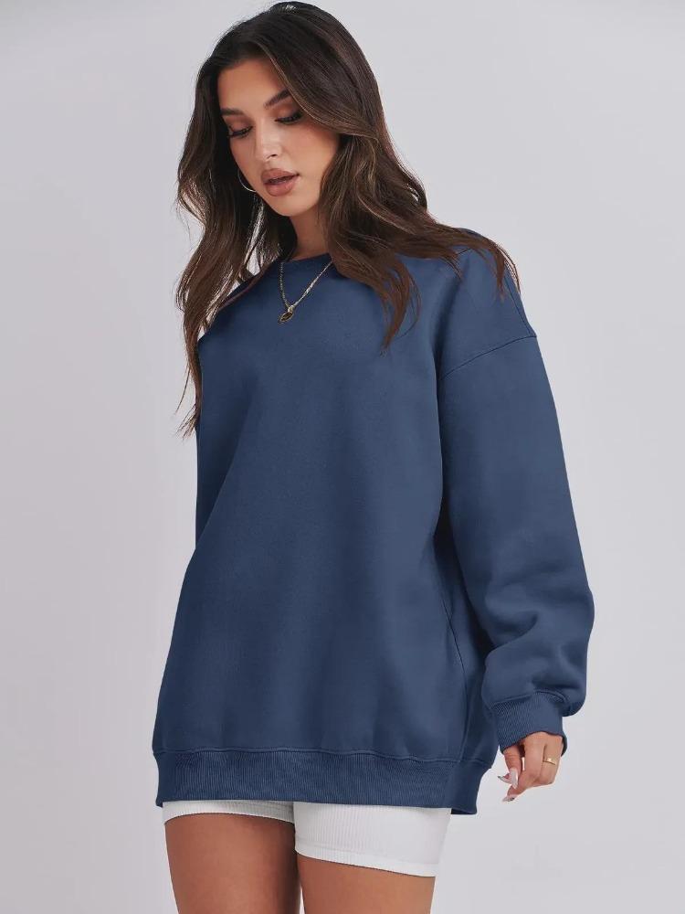 Autumn Winter Women Loose Velvet Sweatshirt Fashion Solid Color Top