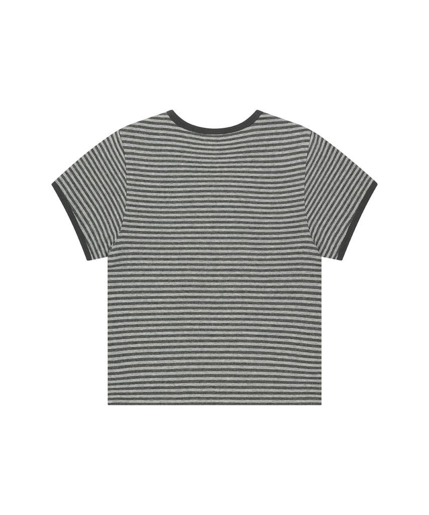 MAHAGRID Basic Logo Stripe Ringer Tee Gray(Mg2Gmmt528A)