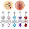Rhinestone Body Piercing Jewelry Stainless Steel Heart Belly Button Ring Zircon Navel Ring  Gift
