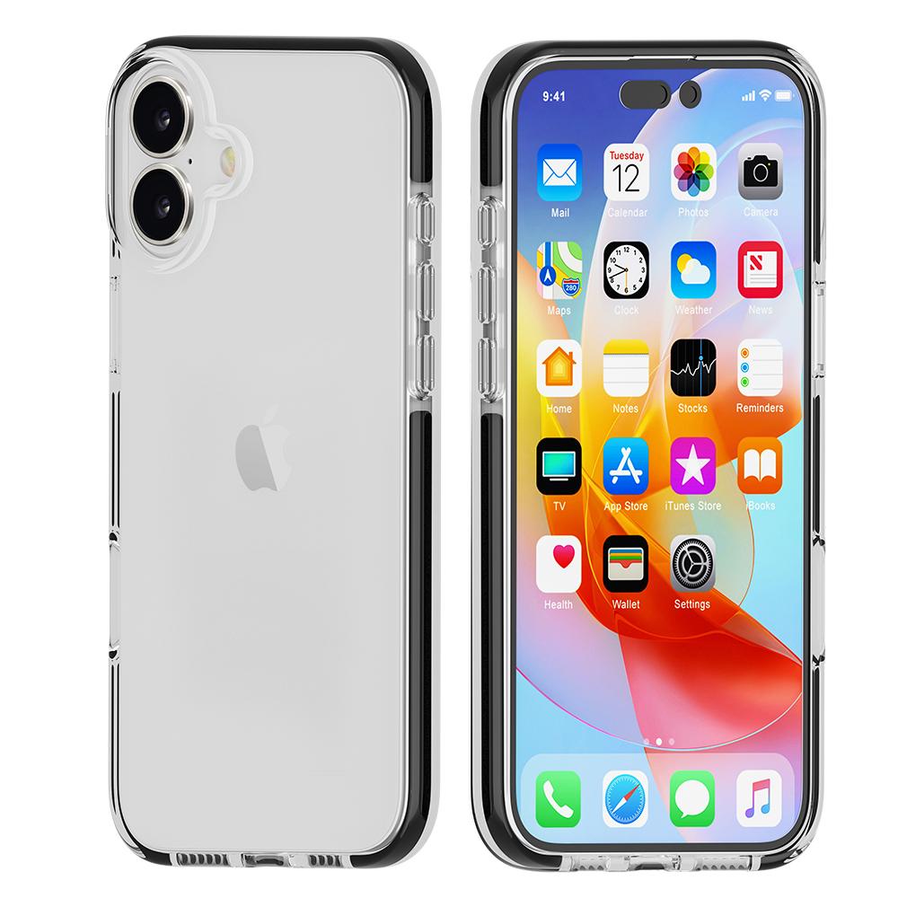 Pro iPhone 16 Pouzdro Nárazuvzdorné TPU+TPE Průhledný Zadní Kryt na Telefon