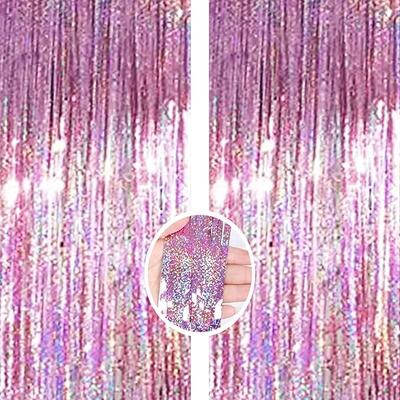 Pink Foil Curtain 2 Pcs Party Backdrop Photo Booth Decoration