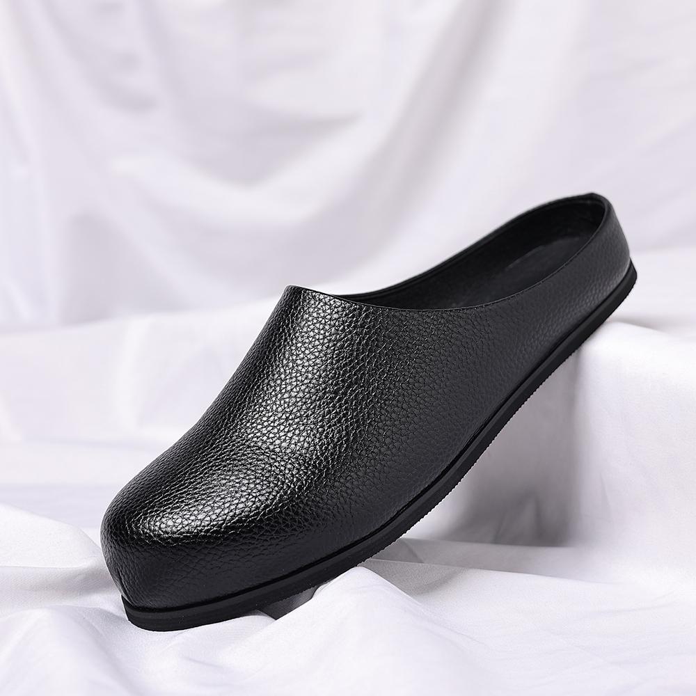 Lightweight Outdoor Men's Casual Half-Drag Sandals Solid Color Classic Round-Toed Walking Shoe Solid Color Anti -Slip Lazy Shoes