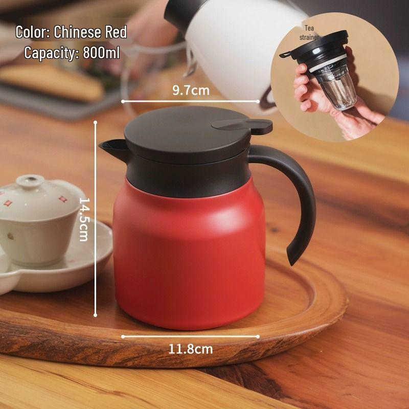 316 Stainless Steel Insulated Kettle with Tea Infuser - Compact Home or Office Hot Water Bottle