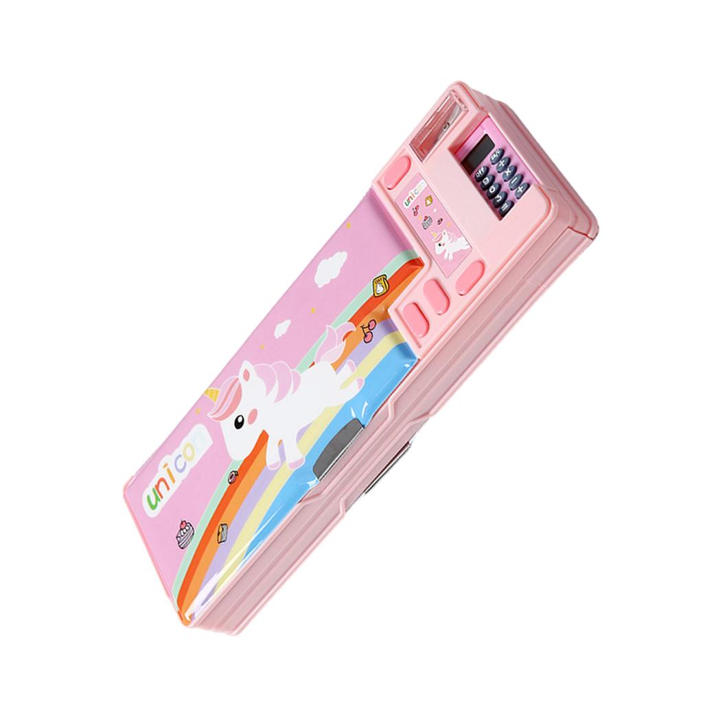 Multifunktionales Mäppchen mit Taschenrechner und Anspitzer, Cartoon-Stiftbox, Mäppchen mit großer Kapazität für Schülerkinder