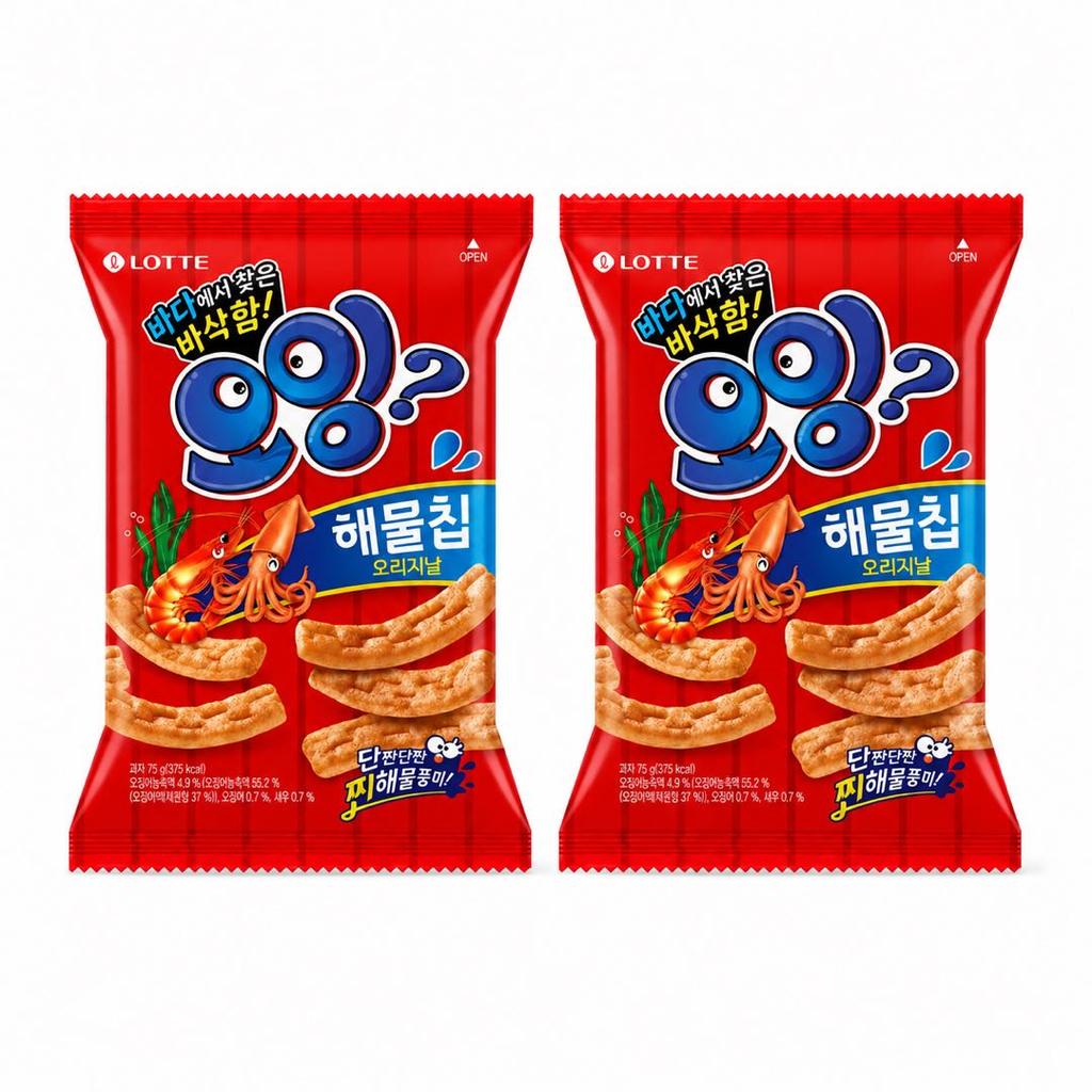 Lotte Squid & Shrimp Flavored Crisp Sticks 75g
