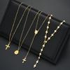 17KM 4-Piece Cross Pendant Figure Necklace Set Adjustable Bohemian Style Fashion Jewelry For Women Daily Wear Party Gift