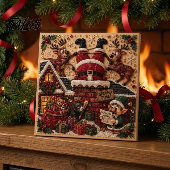 Faux Pearl Painting Kits for Kids Christmas Art Kit, DIY Rhinestone 8" x 8", Cartoon 3D Picture Creation Snowman Animal Diamond Craft Kit Adults,