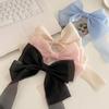 1/4pcs Big Hair Bow Clips French Style Solid Color Silk Ribbon Bow Hair Clip Barrette Hair Accessories For Women Girls