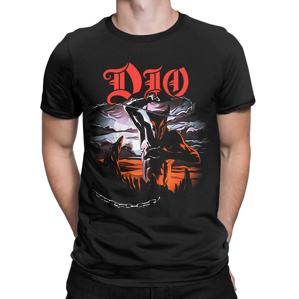 Men TShirt Dio Band Vintage 100 Cotton Tees Short Sleeve  T Shirts Round Collar Clothes Plus Size
