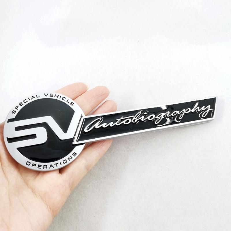 1 x Metall SV SVR AUTOBIOGRAPHY Buchstabe Auto Dekoration Emblem Abzeichen Aufkleber Für RANGE ROVER