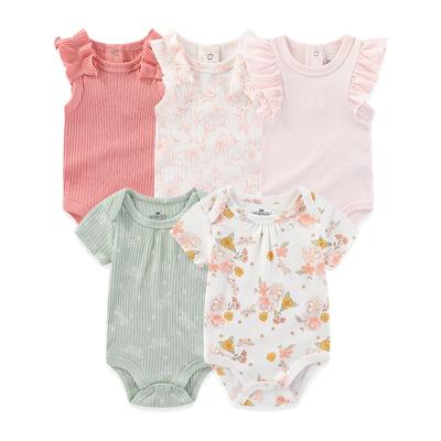 5 stück Baby Mädchen Jungen Bodys 100% Baumwolle Neugeborenen Baby Overalls Kurzarm Cartoon Print Infant Kleidung