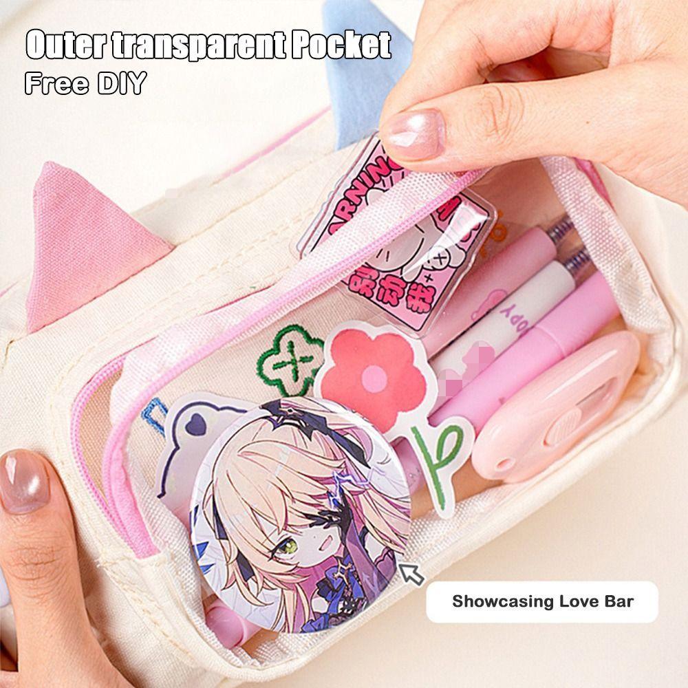 Cartoon Cat Pencil Case Large Capacity Stationery Organizer Fashion Stationery Bag  Students